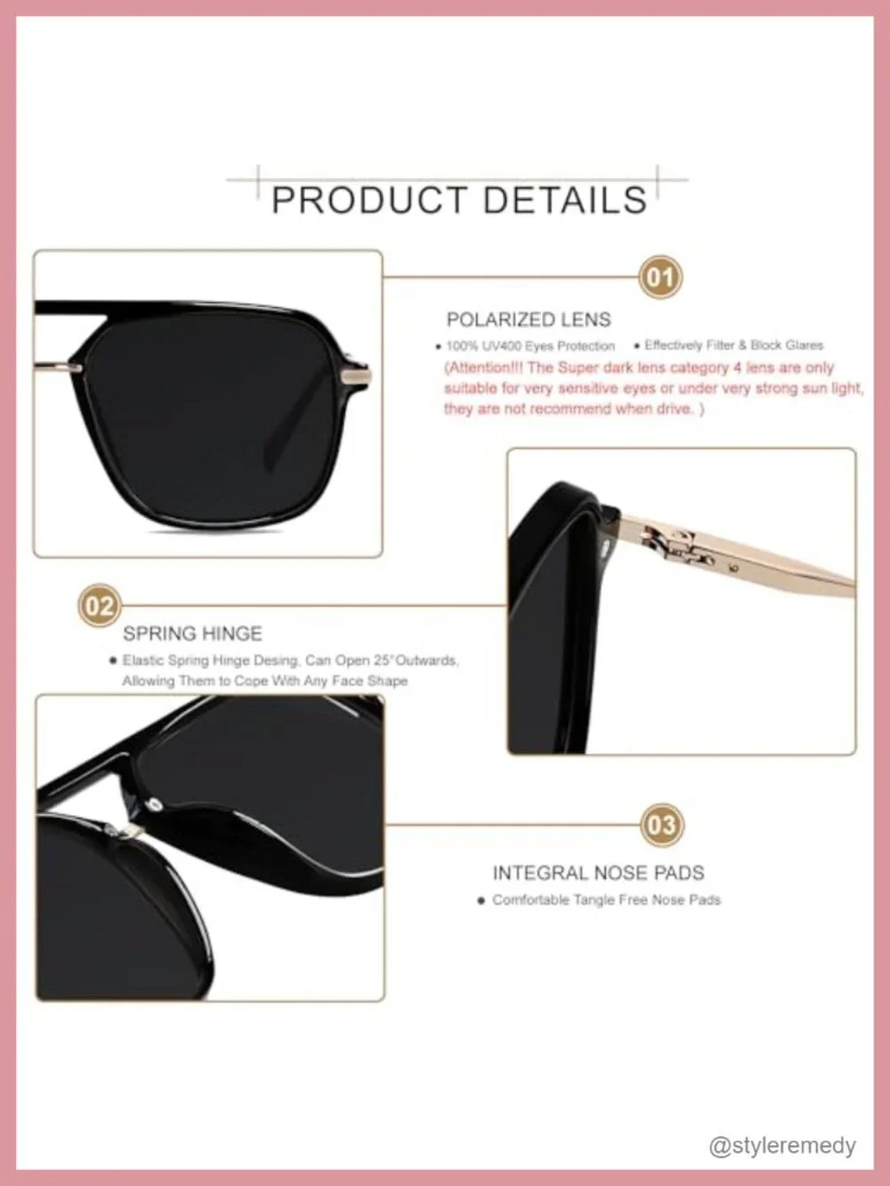 Retro Square Aviator Polarized Sunglasses for Women Men